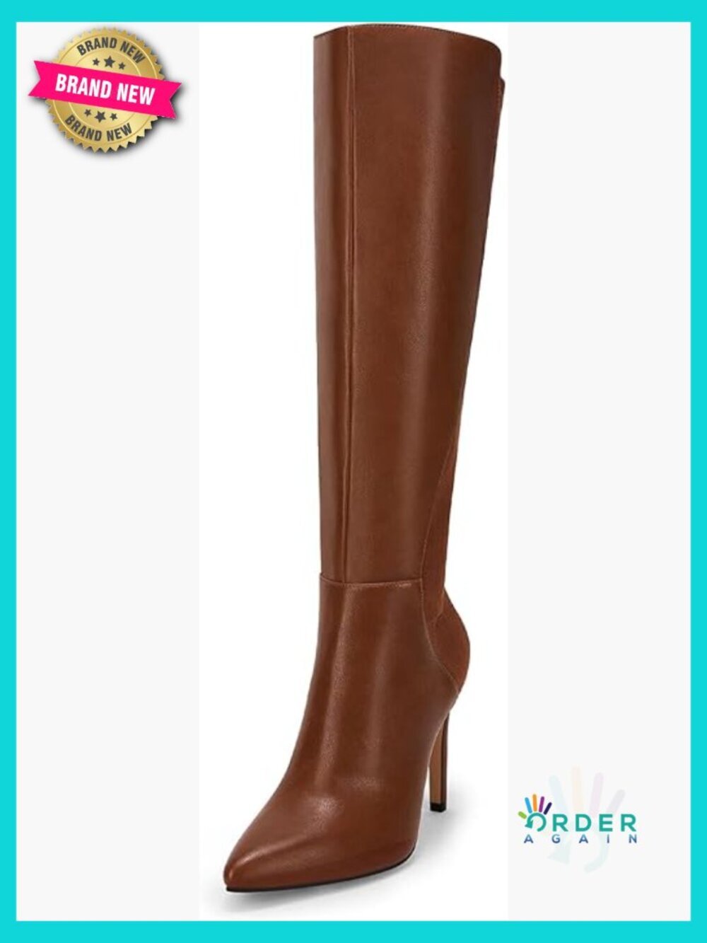 Knee High Boots Stiletto Heel Pointed Toe Faux Leather Zipper Dress Shoes Chic